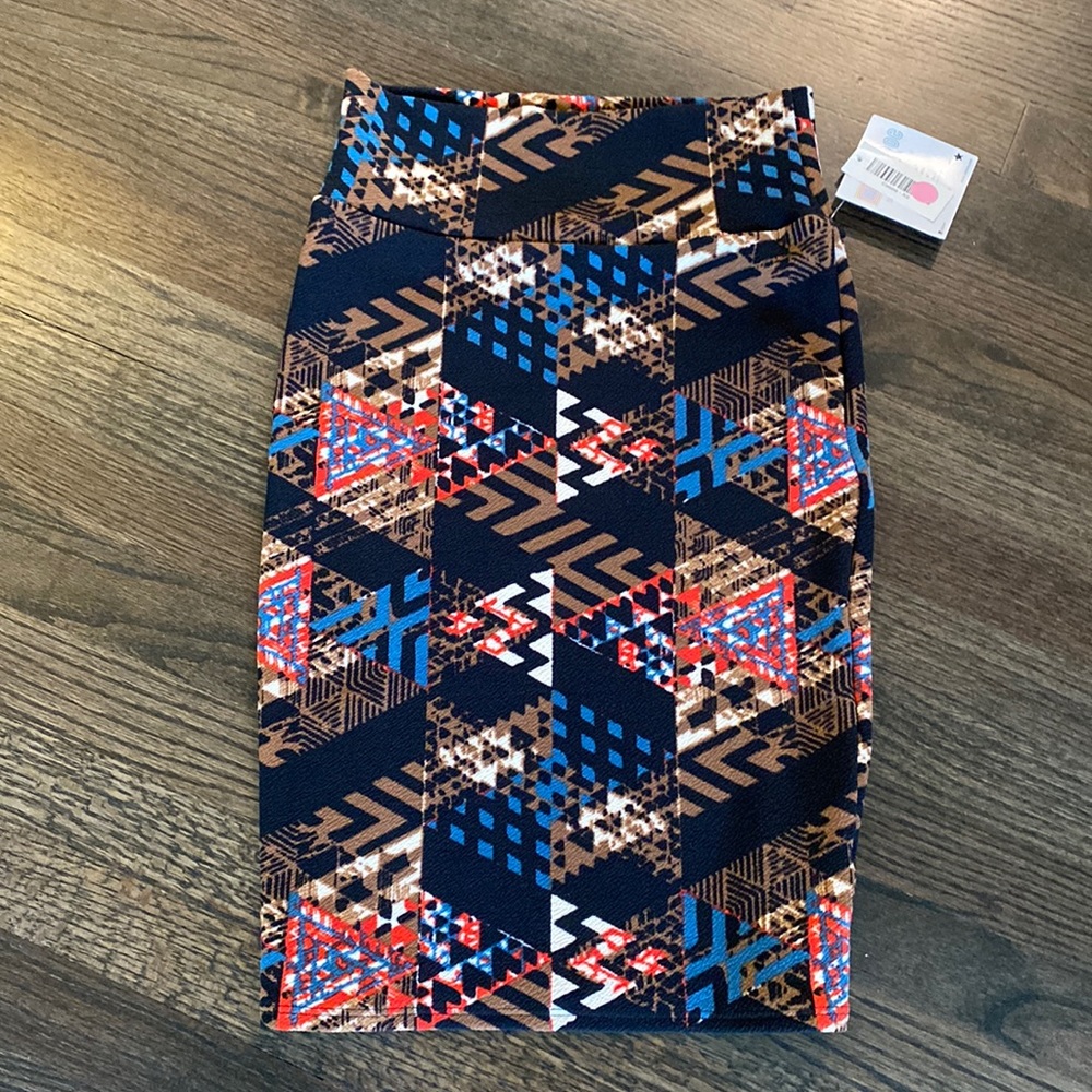 LuLaroe Geometric Cassie Skirt NEW NWT XS Extra Small Black Brown Red Blue